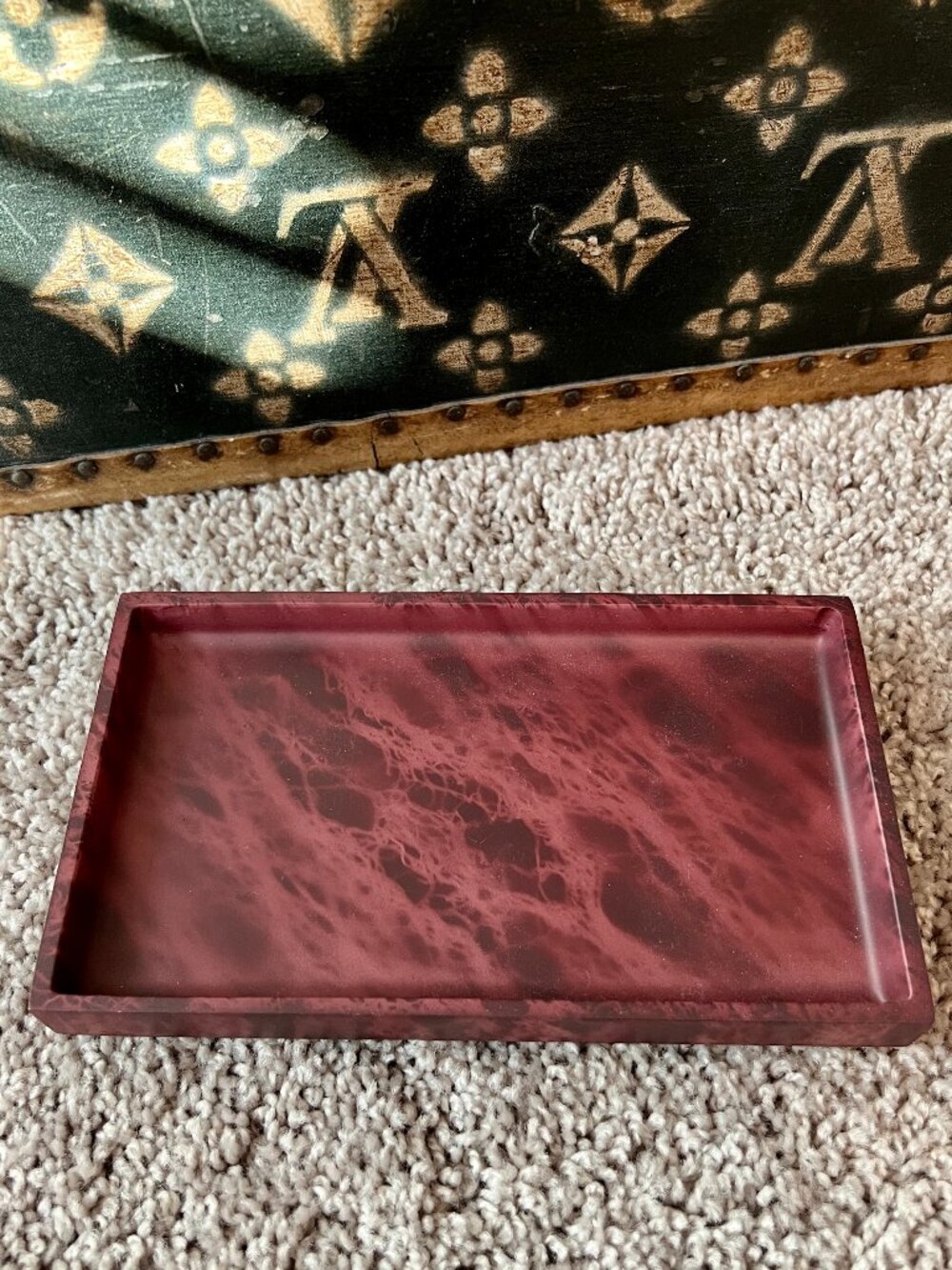 Threshold Burgundy Marble Tray, NEW